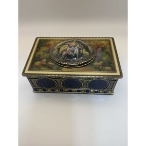 Vtg FSG 2003 Victorian style metal music box wind up humming bird EXCELLENT COND